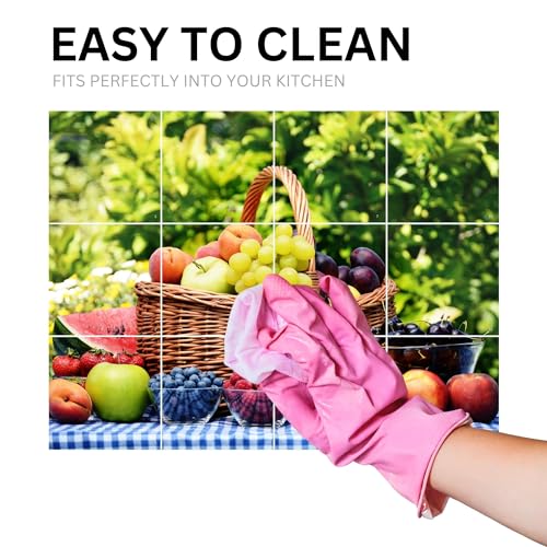 Brandian Kitchen Tile Stickers Fresh Fruit Theme for Kitchen Backsplash, Waterproof Peel and Stick Tile Decals, Easy to Clean (12pcs, Pre Cut Tiles) - Image 4