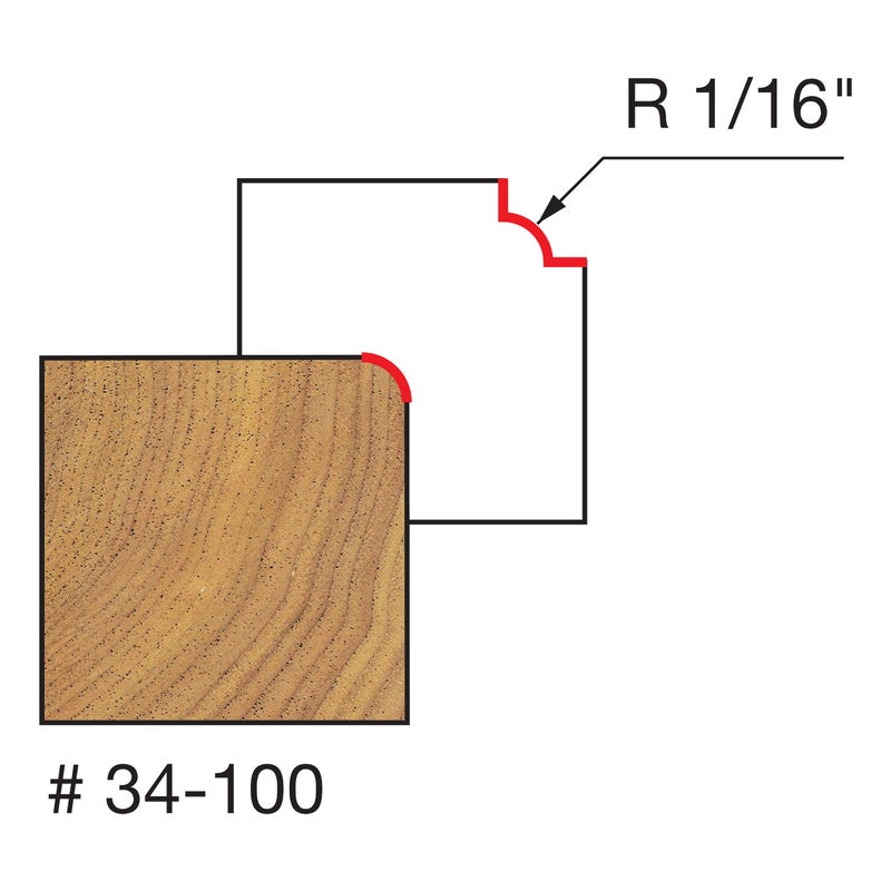freud Freud 34-100 1/16" Radius Rounding Over Bit w/1/4" Shank  - Image 2