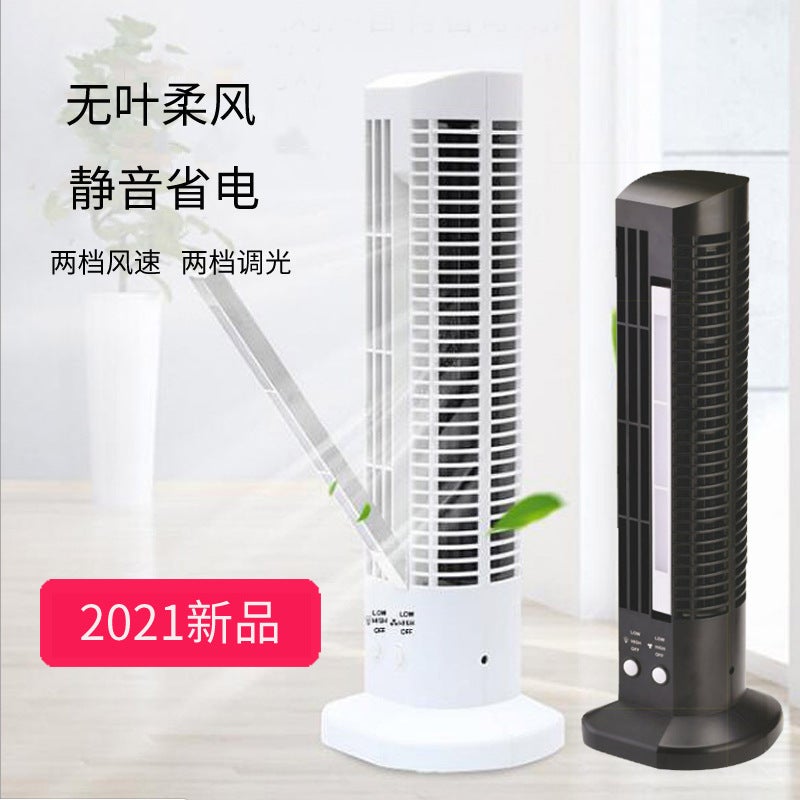 New Creative Tower Leafless Mini Fan Usb Tower Fan Home Portable Desktop Fan A Generation Of Hair - Image 2
