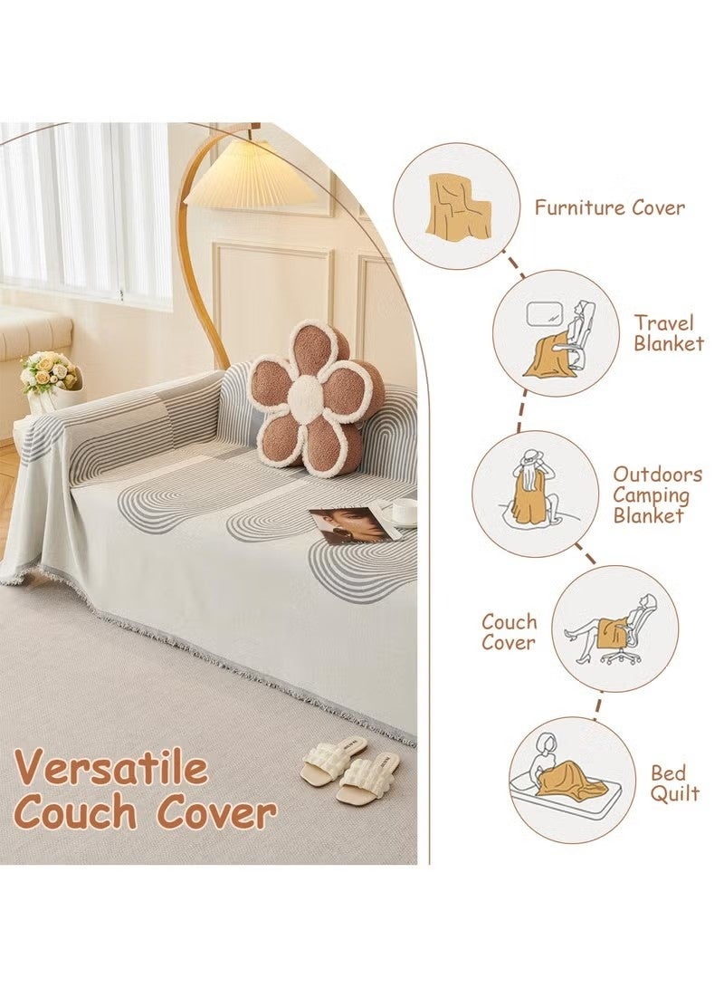 Beauenty Double Sided Chenille Sofa Cover, Stylish Sofa Cover, Chenille Furniture Sofa Cover Towel, Four Seasons Chenille Sofa Cover Available Both Sides, 180*130cm for Single Sofa - Image 2