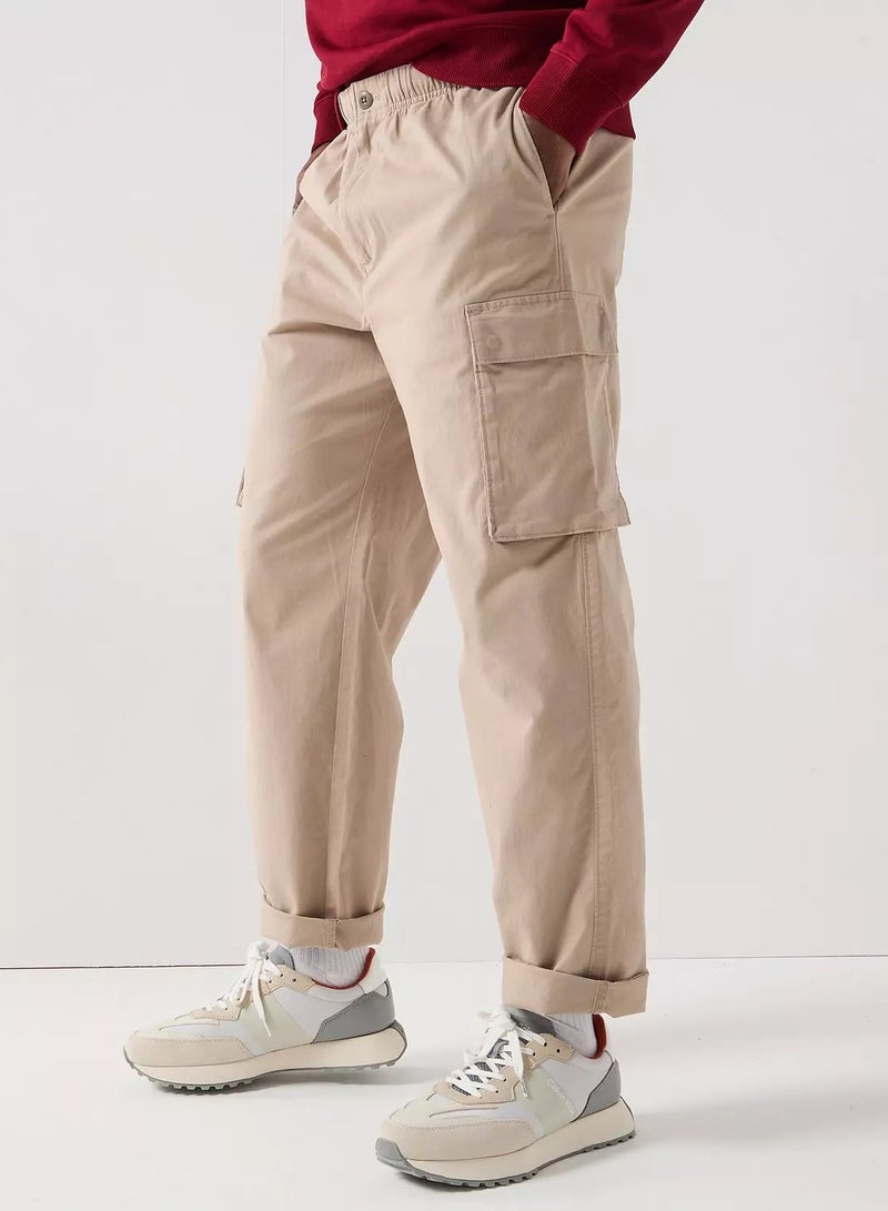 Calvin Klein Jeans Cotton Stretch Straight Fit Cargo Trousers - Image 1