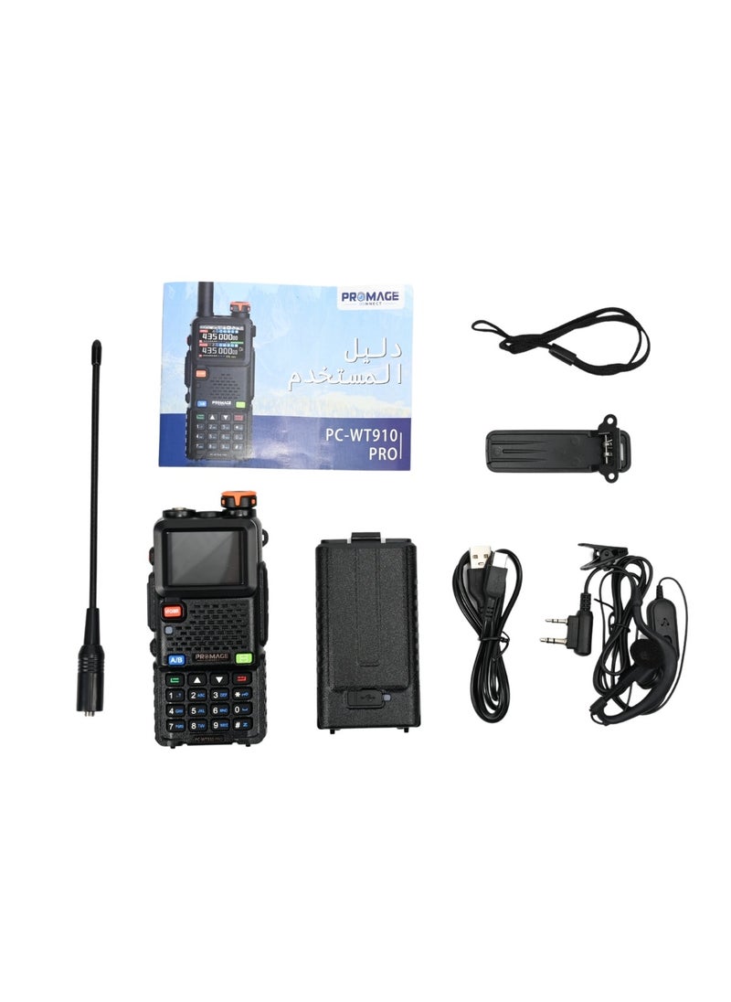 PROMAGE Promage Connect PC-WT910 PRO Dual Band (VHF/UHF) Analog Portable Two-Way Radio Walkie - Talkies , 50-55Hz, 1500mAh Battery, Compact Hand Held Transceiver, High Quality And Reliable | 1 - Pack  - Image 5