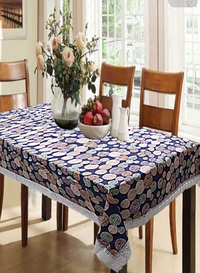 Mopak Decor غطاء طاولة وسطية من موباك ديكور ثلاثي الأبعاد متوسط الحجم لشخصين إلى أربعة أشخاص 40 * 60 غطاء مستطيل مطبوع مع دانتيل-BB (أزرق متعدد الدوائر) - Image 3