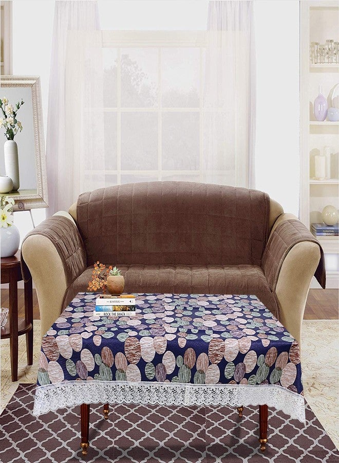 Mopak Decor غطاء طاولة وسطية من موباك ديكور ثلاثي الأبعاد متوسط الحجم لشخصين إلى أربعة أشخاص 40 * 60 غطاء مستطيل مطبوع مع دانتيل-BB (أزرق متعدد الدوائر) - Image 2