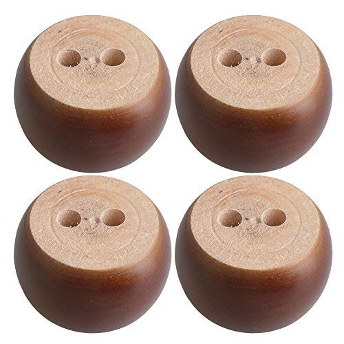 Doublelife 4pcs 40mm Height Brown Eucalyptus Wood Round Bun Furniture Feet Sofa Cabinet Couch Legs - Image 4