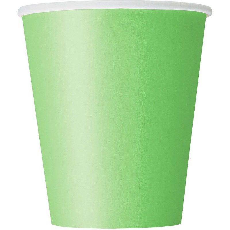 Unique Party Lime Green Solid Paper Cups - 9 oz (Pack of 14) - Elegant & Eco-Friendly Party Drinkware - Perfect for Birthdays  Showers  & Special Celebrations - Image 1