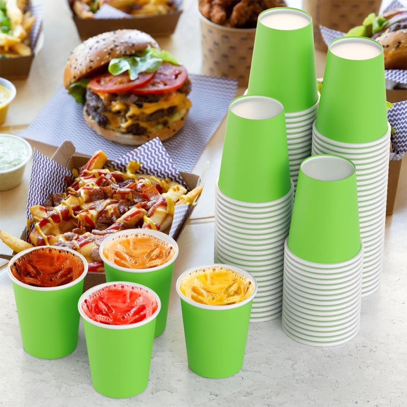 Unique Party Lime Green Solid Paper Cups - 9 oz (Pack of 14) - Elegant & Eco-Friendly Party Drinkware - Perfect for Birthdays  Showers  & Special Celebrations - Image 2