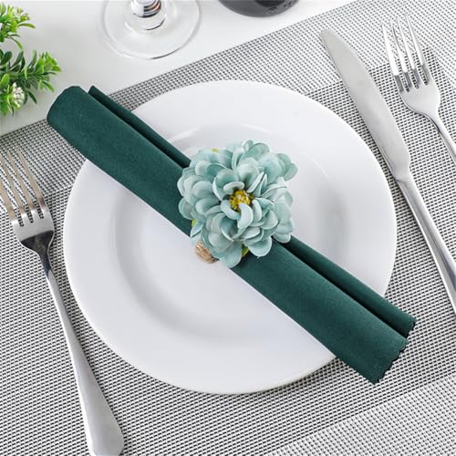 TUAGYMKR Floral Napkin Rings Set of 6,Rustic Rose Napkin Rings Flower Dinner Napkin Holder for Table Decoration (34#Blue) - Image 2