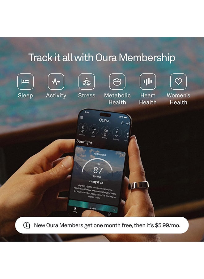 OURA Oura Ring 4 - Black - Size 4 - Smart Ring - Size First with Oura Ring 4 Sizing Kit - Sleep Tracking Wearable - Heart Rate - Fitness Tracker - Up to 8 Days of Battery Life - Image 3
