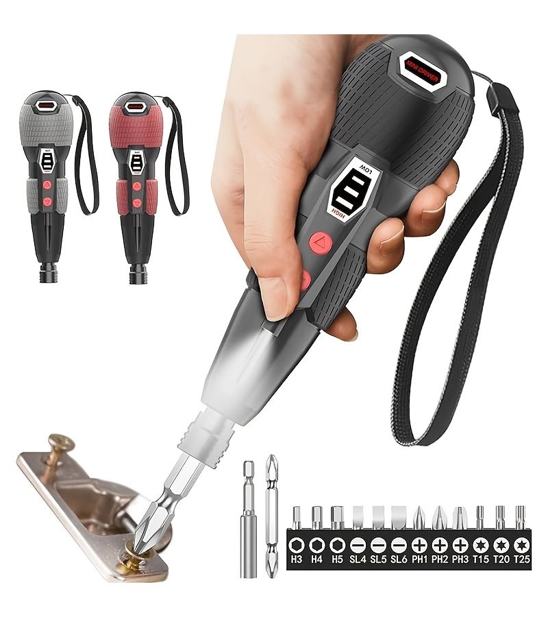 Red Compact Electric Screwdriver with Type C Rechargeable LED Light - Image 4