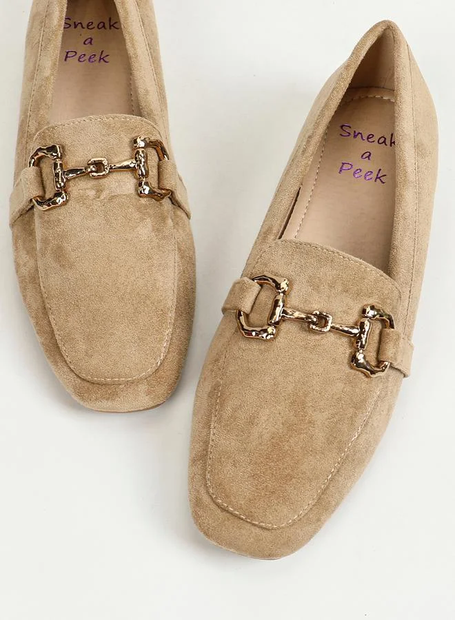 Sneak-a-Peek Sneak-a-Peek Metal Chain Accent Suede Look Mules