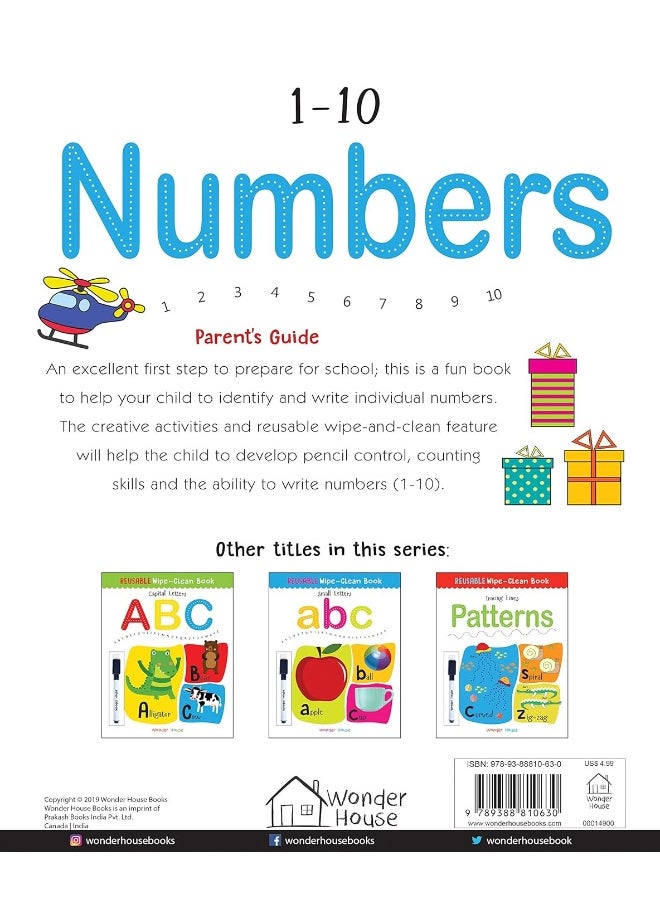 null - Reusable Wipe And Clean Book 1-10 Numbers : Write And Practice Numbers (1-10) - Image 1