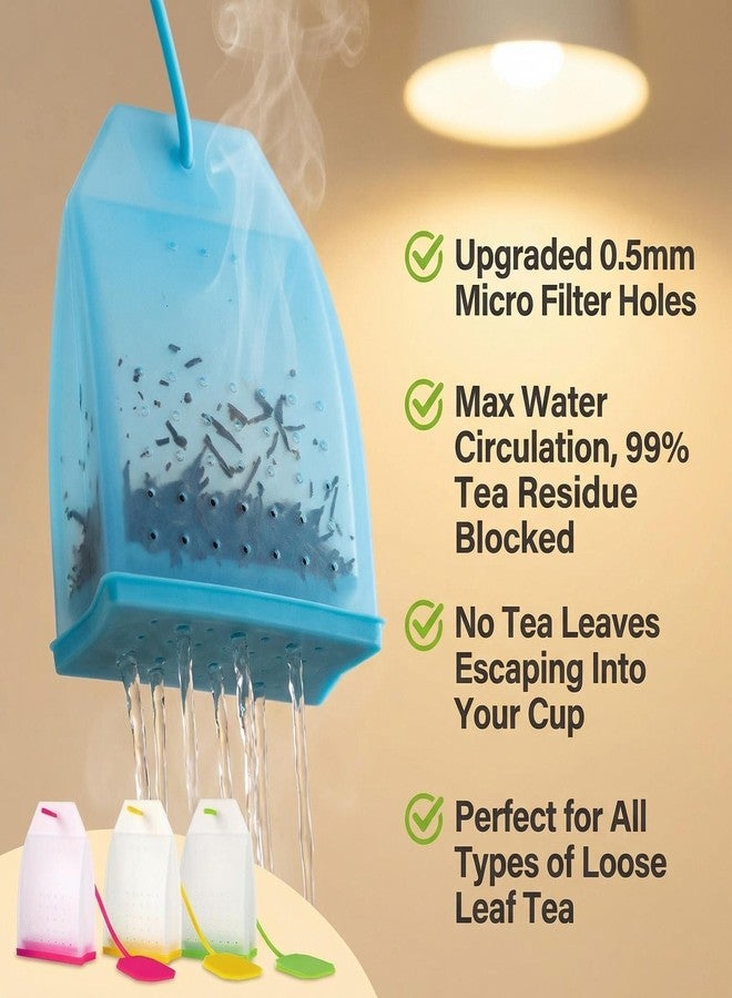SYBL 4 Pack Reusable Silicone Tea Bags Loose Leaf Tea Infuser Strainer Set Premium Tea Filter with Long Rope for Tea Cups Mugs and Teapots (Colors Random) - Image 4