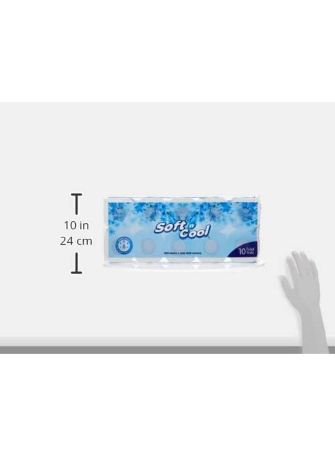 Soft n Cool لفائف مرحاض ناعمة وباردة عالية الامتصاص معقمة ناعمة وقوية 400 ورقة × 2 طبقة 10 لفات - Image 5