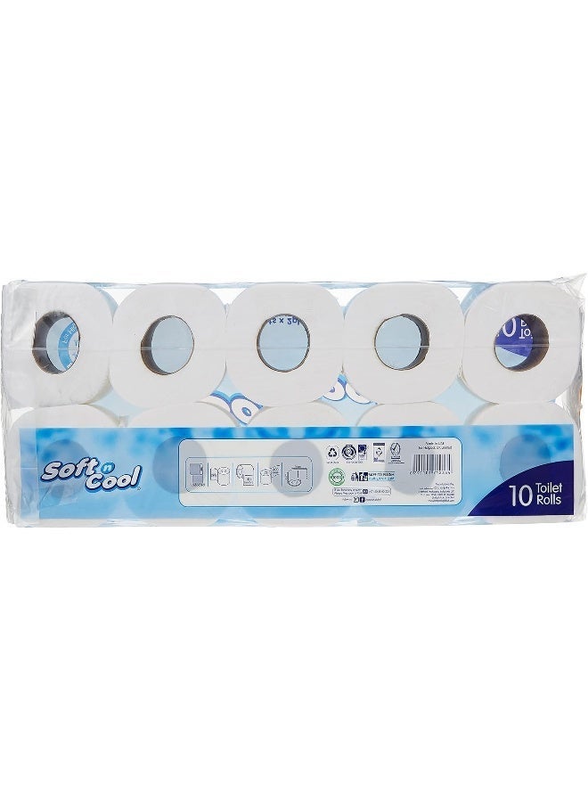 Soft n Cool لفائف مرحاض ناعمة وباردة عالية الامتصاص معقمة ناعمة وقوية 400 ورقة × 2 طبقة 10 لفات - Image 3