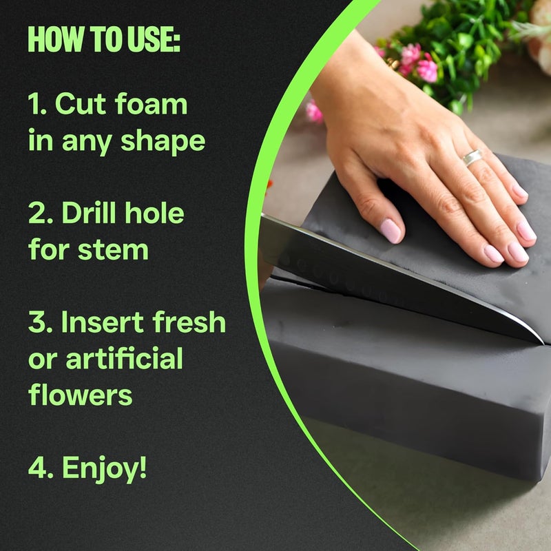 Xcel Floral Foam Blocks - Reusable, Weather Resistant Craft Foam Fresh & Artificial Flower Arrangements, Faux Florist Foam Planters Florist Supplies (Gray 7" x 7" x 3" - 4 Pack) - Image 4