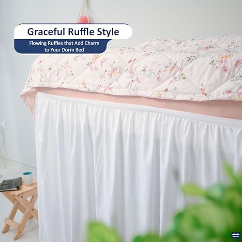 Cottingon Dorm Room Bed Skirt, 100% Microfiber, White, Twin XL-36'' Drop - Image 4