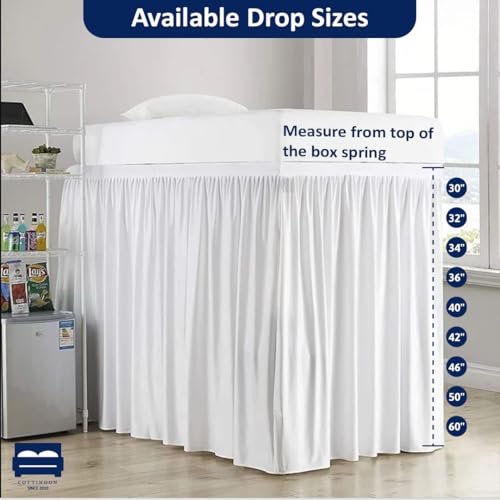 Cottingon Dorm Room Bed Skirt, 100% Microfiber, White, Twin XL-36'' Drop - Image 3