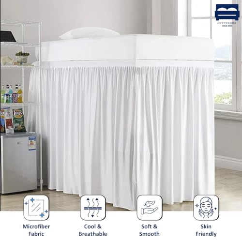 Cottingon Dorm Room Bed Skirt, 100% Microfiber, White, Twin XL-36'' Drop - Image 2