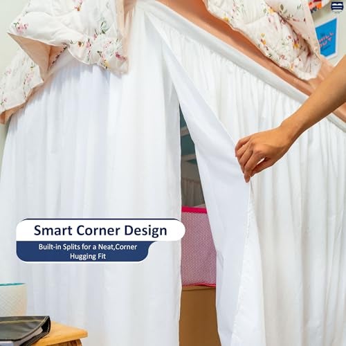 Cottingon Dorm Room Bed Skirt, 100% Microfiber, White, Twin XL-36'' Drop - Image 5