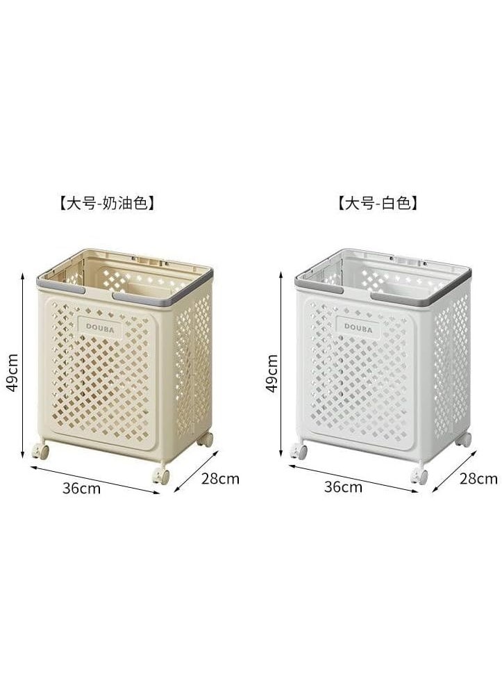 Multi-purpose laundry basket - reinforced plastic - with 2 handles and 4 wheels - foldable and easy to store Q