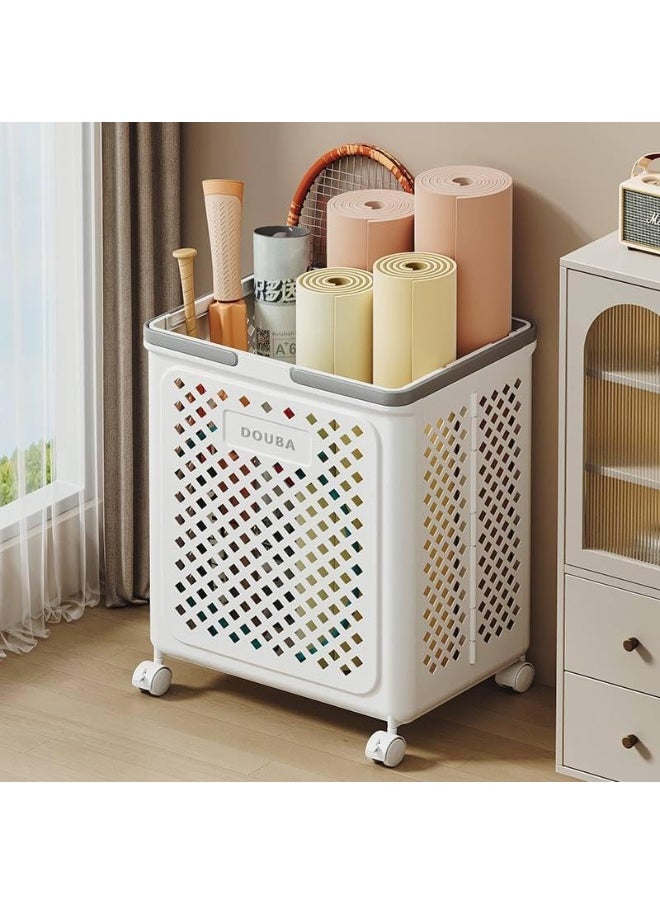 Multi-purpose laundry basket - reinforced plastic - with 2 handles and 4 wheels - foldable and easy to store Q