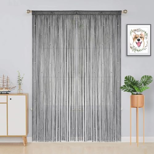YIIBAII Beaded Curtain Beaded Curtains for Doorways Crystals Suitable for Interior Hanging Decoration and Partitions Closet Curtains (39"x79", Grey) - Image 3