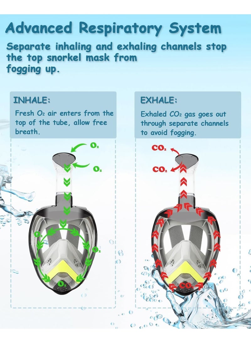 SOLARAE Snorkel Mask,180°View Snorkelling Gear with Panoramic Full Face Design-Sports Camera Compatible Diving Mask with Anti-Fog and Anti-Leak Technology for Adults and Kids - Image 3