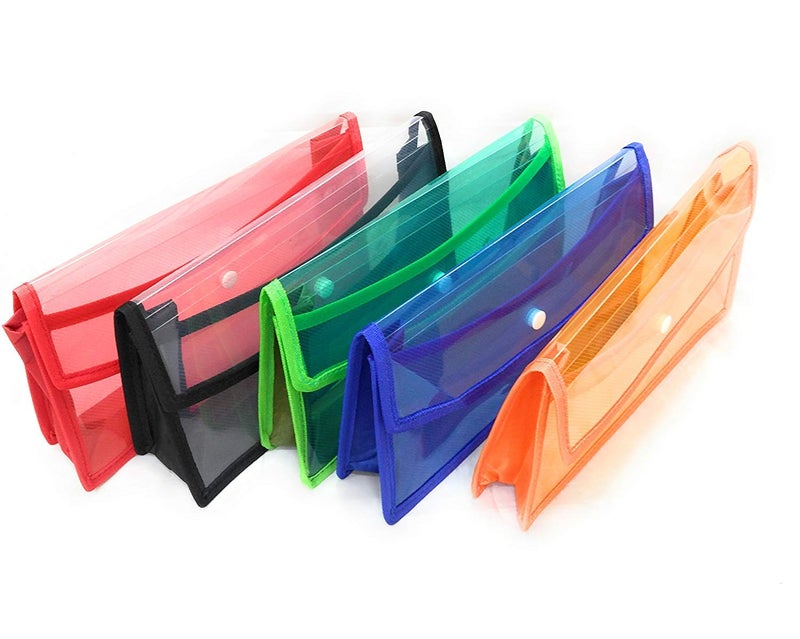 GreatDio® Heavy Plastic Flexi Button Bag Cheque Book Holder/Document Holder/Passbook Holder 6 INCH X 10 INCH (Pack of 5) - Multicolour - Image 5