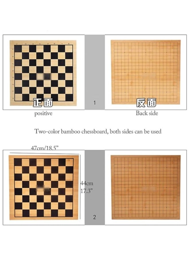 null - MDRP Portable Chess Set Double Sided Bamboo Board Chinese Only 18.5" x 17.3" Color: - Image 1