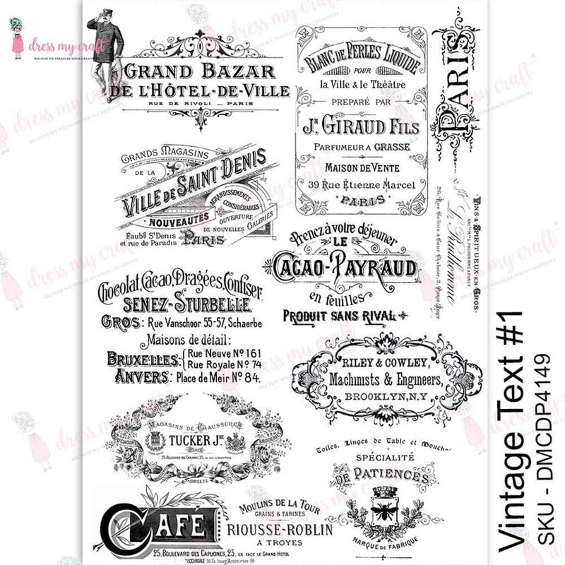 Dress My Craft Dress My Craft Transfer Me Sheet A4Vintage Text 1 