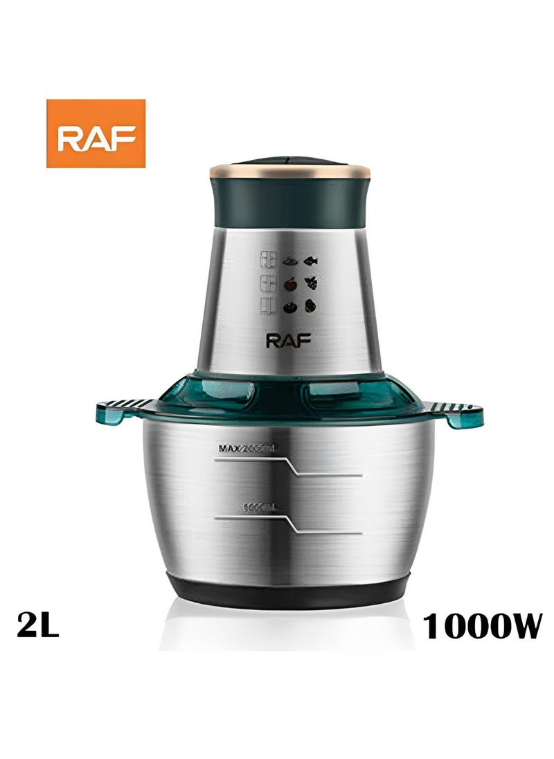 RAF - Stainless Steel Food Processor, Stalis Bowl, 1000 Watt, 2 Liters, Powerful R.7029 Motor Chops Vegetables, Grinds Meats and Processes Sauces Quickly - Image 1