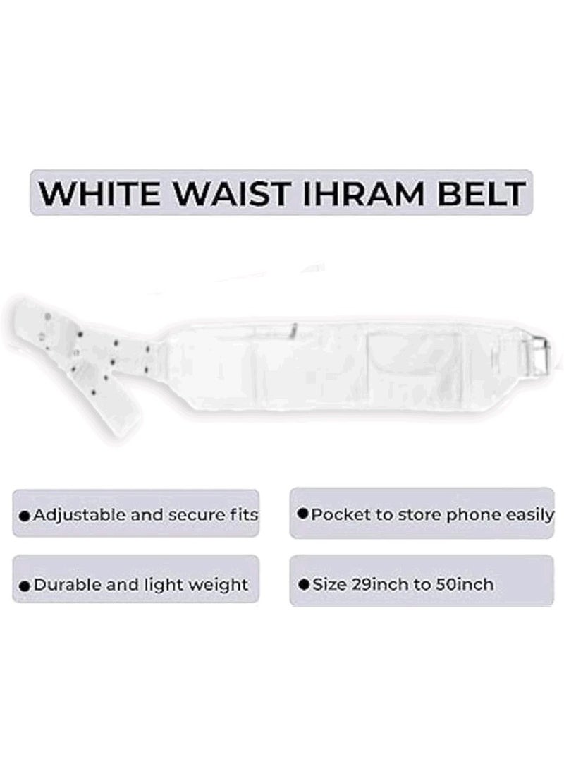 Ihram belt, Ahram belt, Flaxible-Size Unisex Adjustable White Ihram Belt With Phone Holder Waist Belt Anti-Theft for Hajj Umrah ihram belt ahram belt - Image 2