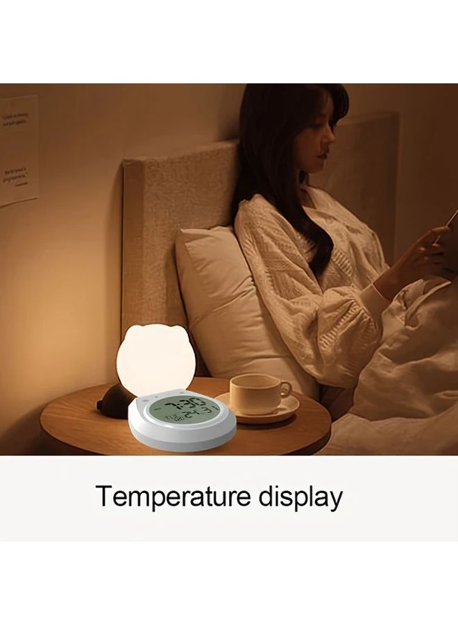 ساعة حمام بيضاء بشاشة LCD كبيرة و مقياس حرارة و حامل كأس شفط - Image 4