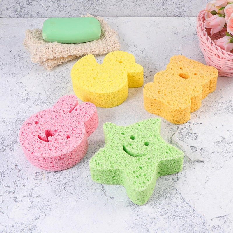 Soft Bath Sponges 3 Pack Cute Duck Bunny Wood Pulp Shower Scrubbers - Image 5