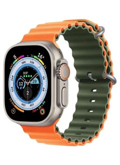 Silicone Rubber Watch Band Strap for Apple Watch Ultra 44mm/45mm/49mm Dual Colored Orange/Green