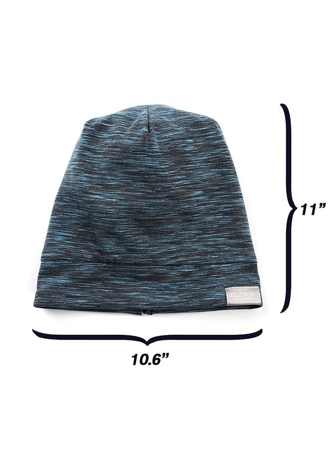 ELIHAIR Kids Beanie Sleep Hats Bonnet for Night Sleeping Cap Silky Lined Satin Bonnet with Adjustable Elastic Band for Teens Toddler Child Natural Curly Frizzy Hair Cover(Blue Black) - Image 2