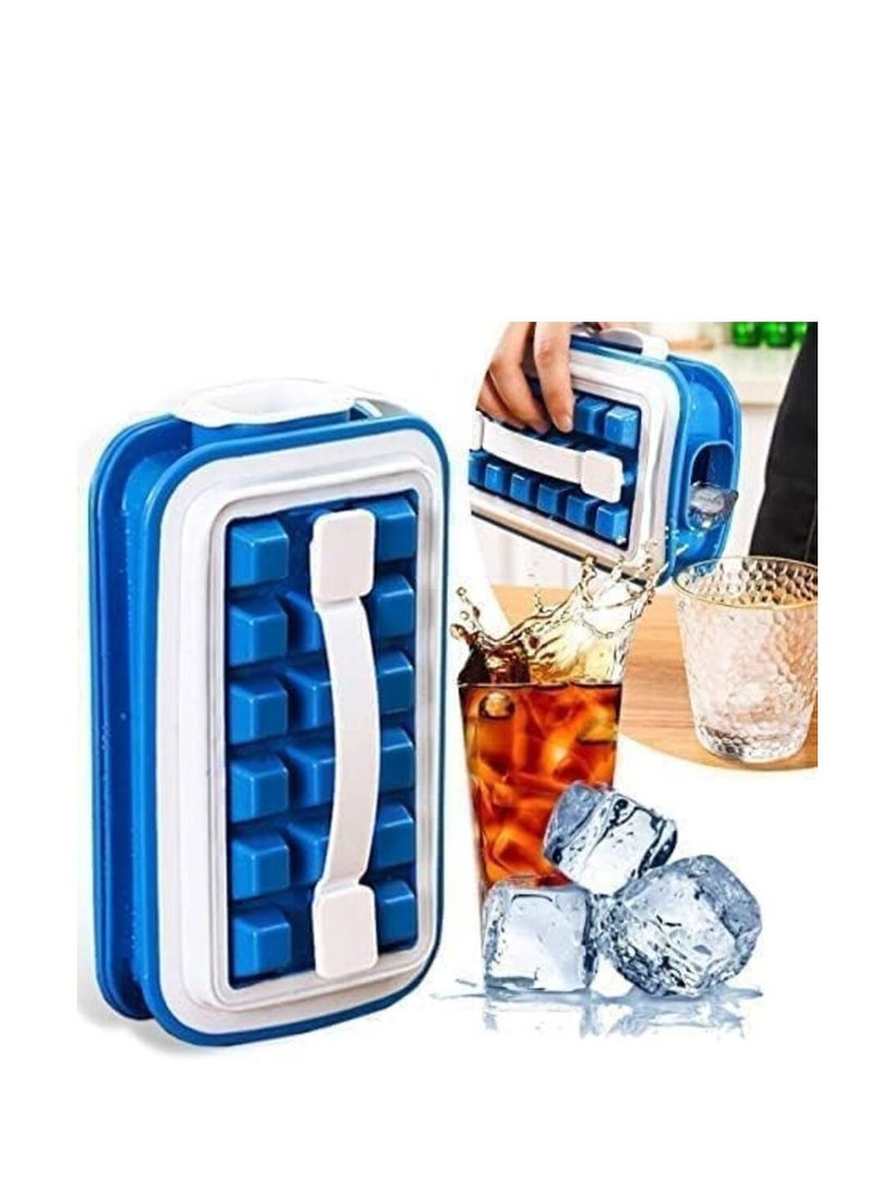 Generic - Bottle Ice Cube Tray -Silicone Ice Cube Trays with Lids- 32 Mini Cubes -BPA Free - Flexible and Easy to Release-(175ml)-Blue Color - Image 1