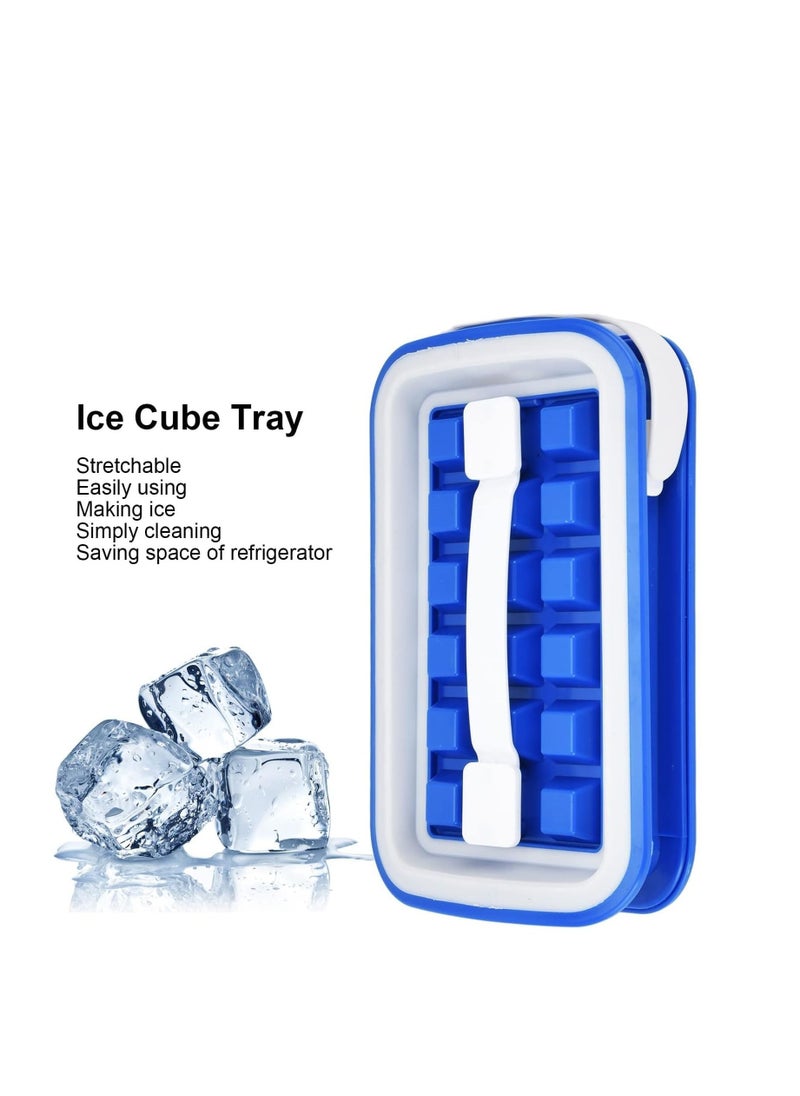 Generic - Bottle Ice Cube Tray -Silicone Ice Cube Trays with Lids- 32 Mini Cubes -BPA Free - Flexible and Easy to Release-(175ml)-Blue Color - Image 1