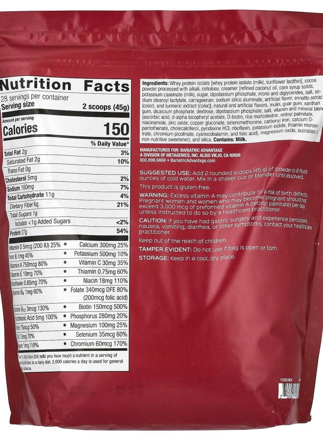 Bariatric Advantage HPMR High Protein Meal Replacement Chocolate 2 lb 12.45 oz (1260 g) - Image 2