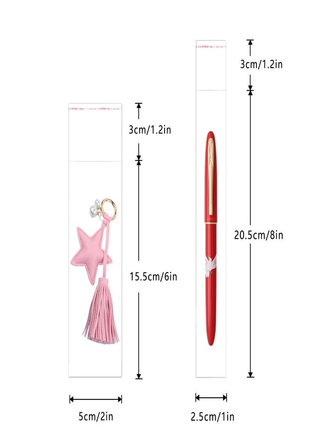 EachDusto Long Self Adhesive Cellophane Bags 1x8 Clear Self Stick Cello Baggies 100pcs Skinny OPP Poly Glassine Bags 2mil for Toothbrush Pencil Necklace Candy Crafts Coffee Spoon Lip Brush Straw - Image 2