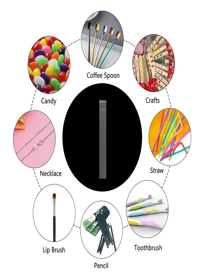 EachDusto Long Self Adhesive Cellophane Bags 1x8 Clear Self Stick Cello Baggies 100pcs Skinny OPP Poly Glassine Bags 2mil for Toothbrush Pencil Necklace Candy Crafts Coffee Spoon Lip Brush Straw - Image 4