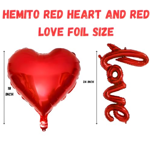 Hemito Red Theme Valentine Day Decoration,Red Heart Shape Balloon,Love Foil Balloon,White Net Curtain Cloth with Led Light for Backdrop/Cabana/Canopy/Romantic Decoration for Bedroom - 11 Pcs - Image 3