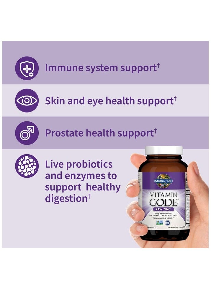 Garden of Life Garden Of Life Vitamin Code Raw Zinc 30mg High Potency Whole Food Zinc With Vitamin C for Skin and Immune Health 60 Vegan Capsule  - Image 2