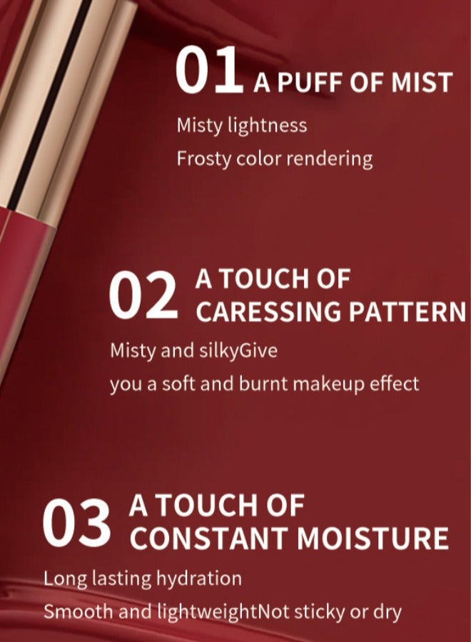 جولي جوجو ملمع شفاه غير لامع، لون مرطب، يدوم طويلاً، أحمر شفاه مخملي غير لامع غير لاصق، مناسب للبشرة الداكنة، لون وردي عاري - Image 2