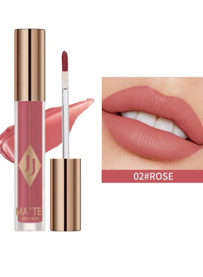 جولي جوجو ملمع شفاه غير لامع، لون مرطب، يدوم طويلاً، أحمر شفاه مخملي غير لامع غير لاصق، مناسب للبشرة الداكنة، لون وردي عاري - Image 1