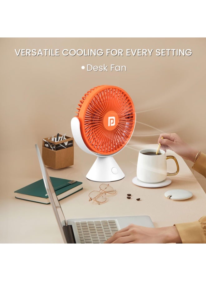 Portronics Aero Breeze Portable table Fan 178mm, USB Rechargeable Fan, 3 Speed Airflow, Battery Powered Silent Operation, 4 Hours Back Up, 360° Rotatable USB Fan, BLDC Fan for Kitchen,Office,Home - Image 4