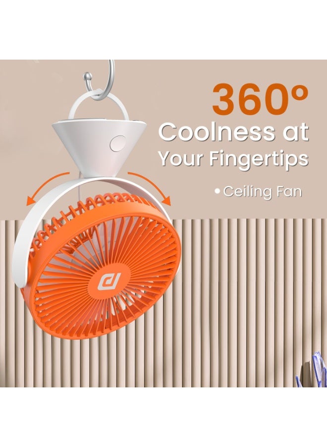Portronics Aero Breeze Portable table Fan 178mm, USB Rechargeable Fan, 3 Speed Airflow, Battery Powered Silent Operation, 4 Hours Back Up, 360° Rotatable USB Fan, BLDC Fan for Kitchen,Office,Home - Image 2