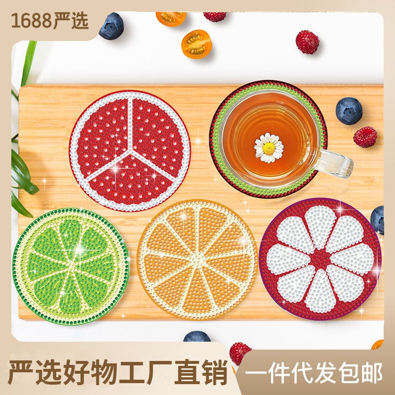 Strictly Selected Diamond Painting Coasters Handmade Diy Suit Acrylic Point Drill Heat Insulation Pad Cork Bottom Non-Slip Coasters - Image 2