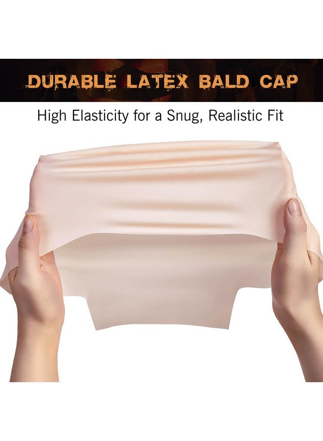 بامينفي مجموعة مكياج Paminify Halloween Latex Bald Cap SFX، قبعة شعر مستعار صلعاء مع لاصق أكريليك قائم على الماء للجلد (غراء ربط الجلد) للرجال البالغين، مثالية للأزياء والتنكر والمسرح - Image 3